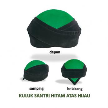 Peci Kuluk Santri Hitam Atas Hijau. Songkok Sorban | Pusat Songkok Terbaik Dan Berkualitas